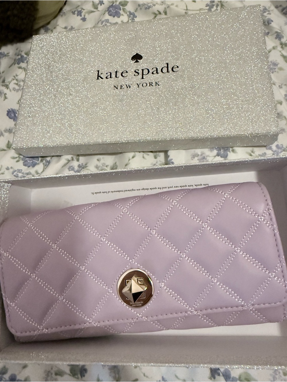 kate spade Quilted Lavender Long Wallet with Gold-Tone Turnlock